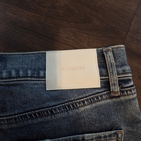 Express Distressed Flare Jeans in Blue - Picture 5 of 6